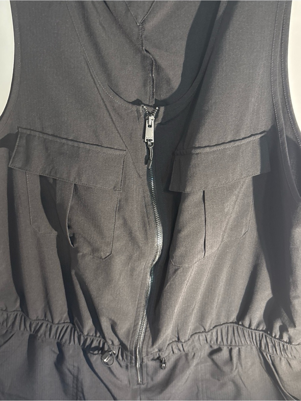 Avia Black Sleeveless Zip-Front Romper - Picture 2 of 4